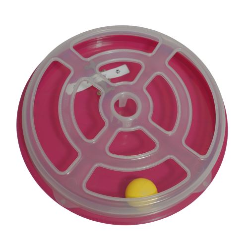 Hračka pro kočku - kruh s míčkem Argi - 29 x 5 cm - růžová
