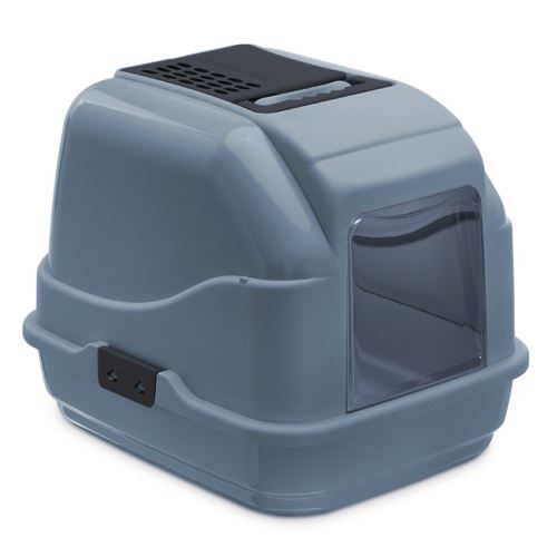 IMAC Krytý kočičí záchod z recyklovaného plastu s uhlíkovým filtrem a lopatkou - modrý - D 50 x Š 40 x V 40 cm